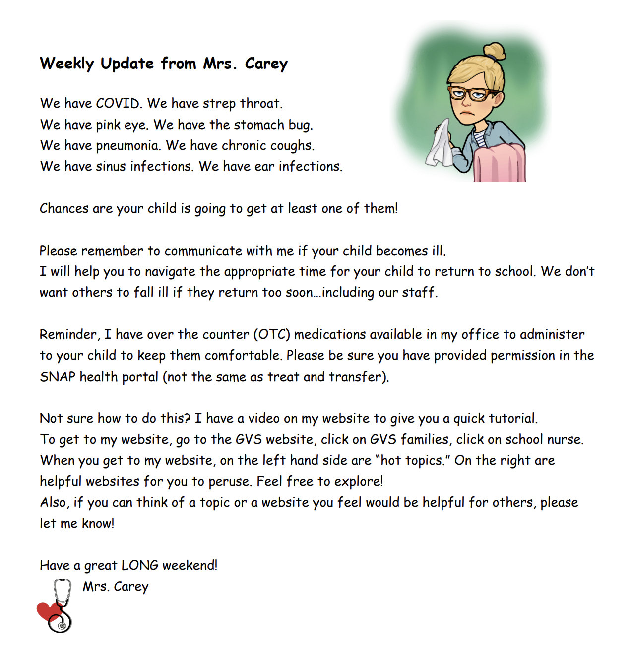 Mrs. Carey update